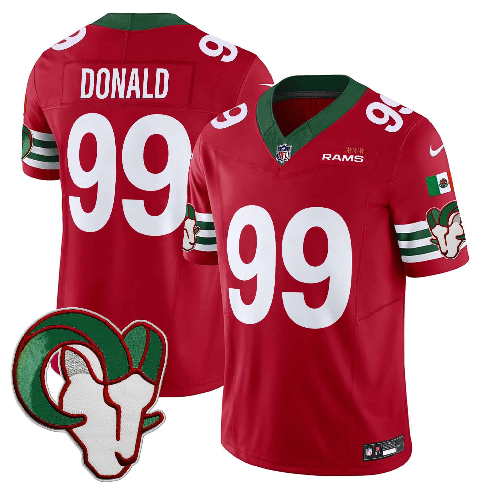 Men Los Angeles Rams #99 Donald Red 2024 Nike Mexico Vapor Limited NFL Jersey style 1